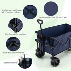 Costway Folding Collapsible Wagon Utility Garden Cart W/ Wide Wheels Adjustable Handle -Home Improvement Store GUEST 2ed6b181 fb90 40a3 876e aa75fd1dbaae