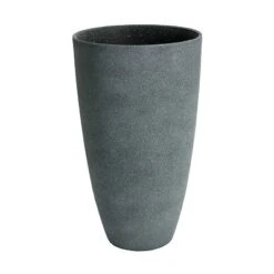 Algreen Acerra Weather Resistant Composite Tall Vase Round Planter Pot 20 X 12 X 12 Inches, Gray Stucco (2 Pack)