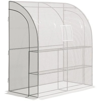 Outsunny 7' X 3' X 7' Outdoor Walk-In Greenhouse, Plant Nursery With Roll-up Windows, PE Cover, And 3 Wire Shelves 10 Outsunny 7' X 3' X 7' Outdoor Walk-In Greenhouse, Plant Nursery With Roll-up Windows, PE Cover, And 3 Wire Shelves - Image 8