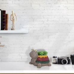 Unique Bargains Household Garden Office Resin Turtle Shaped Plant Flower Pot Planters Colorful 1 Pc