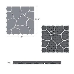 Nature Spring Interlocking Stone Look Weather-Resistant And Anti-Slip Patio And Deck Tiles For Outdoor Flooring - 6 Pcs, Gray