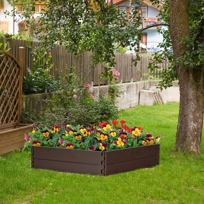 Costway Raised Garden Bed Set For Vegetable Flower Gardening Planter Brown 3 Costway Raised Garden Bed Set For Vegetable Flower Gardening Planter Brown