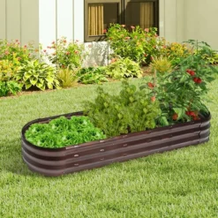 LuxenHome 5.5-Ft Oval Brown Metal Raised Garden Bed Planter -Home Improvement Store GUEST 4532c0e2 52fe 44d4 90ce 21b09de1e6ba