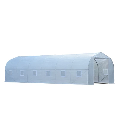 Outsunny 26' X 10' X 7' Walk-In Greenhouse Tunnel, Large Gardening Plant Hot House With 12 Windows And Zipper Doors For Backyard 9 Outsunny 26' X 10' X 7' Walk-In Greenhouse Tunnel, Large Gardening Plant Hot House With 12 Windows And Zipper Doors For Backyard - Image 7