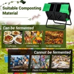 Costway Dual Chamber Compost Tumbler Outdoor Rotating Chamber Compost Bin 34.5 Gallon -Home Improvement Store GUEST 46dc3740 5b6b 4de1 a003 ffa3e3614dc5