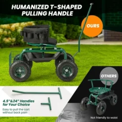 Costway Rolling Garden Cart Outdoor Gardening Workseat With Adjustable Height &Tool Storage -Home Improvement Store GUEST 47531cdb 362d 4eb1 a849 062bd34c289e