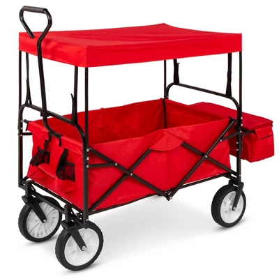 Best Choice Products Folding Utility Cargo Wagon Cart W/ Removable Canopy, Cup Holders 9 Best Choice Products Folding Utility Cargo Wagon Cart W/ Removable Canopy, Cup Holders - Image 7