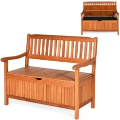 Costway 42'' Storage Bench Deck Box Solid Wood Seating Container Tools Toys W/Backrest 13 Costway 42'' Storage Bench Deck Box Solid Wood Seating Container Tools Toys W/Backrest -Home Improvement Store GUEST 495be092 0f49 4822 81ae c80b4270a501