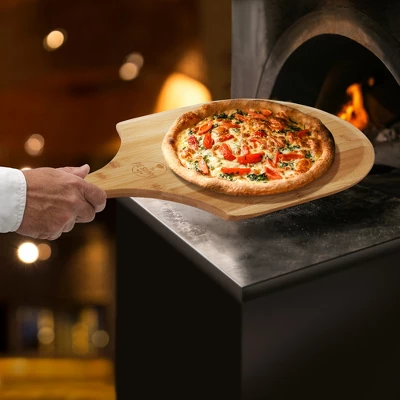 Pie Supply Bamboo Pizza Peel For Baking And Serving, Wood Paddle Cutting Board With Handle And Hanging Strap 4 Pie Supply Bamboo Pizza Peel For Baking And Serving, Wood Paddle Cutting Board With Handle And Hanging Strap - Image 2