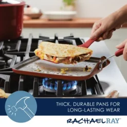 Rachael Ray Cook + Create Aluminum Nonstick Square Stovetop Griddle Pan 11" Red -Home Improvement Store GUEST 4eb240c0 e38b 4aa6 90e4 f7a7ea1ce19e