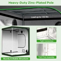 Costway 5x5 Grow Tent, 60''x60''x80'' High Reflective Mylar W/Observation Window GrayBlack -Home Improvement Store GUEST 50c84a52 addc 41f2 9e78 766f96150b07