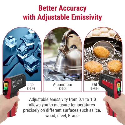 ThermoPro TP450W Dual Laser Temperature Gun For Cooking, Digital Infrared Thermometer For Pizza Oven Grill, Laser Thermometer Gun 5 ThermoPro TP450W Dual Laser Temperature Gun For Cooking, Digital Infrared Thermometer For Pizza Oven Grill, Laser Thermometer Gun - Image 3