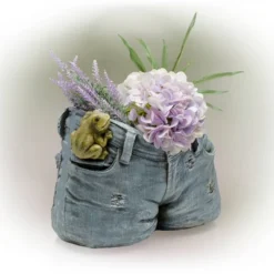 11" Wide Planter Rugged Jeans Flower With Pocket Frog Design - Alpine Corporation -Home Improvement Store GUEST 520a0ab9 1818 46a4 8981 012fd673a8cc