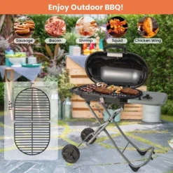 Costway Portable Propane Grill Folding Gas Grill Griddle With Wheels & Side Shelf -Home Improvement Store GUEST 537c8d68 e8f6 495a 84e3 7109881af749