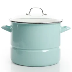 Kenmore 16 Quart Stainless Steel Pot In Blue With Steamer Insert And Glass Lid