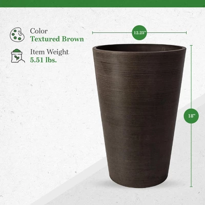 Algreen 16130 Valencia 12 X 18 Inch Round Taper Recycled Planter Pot, Chocolate 5 Algreen 16130 Valencia 12 X 18 Inch Round Taper Recycled Planter Pot, Chocolate - Image 3