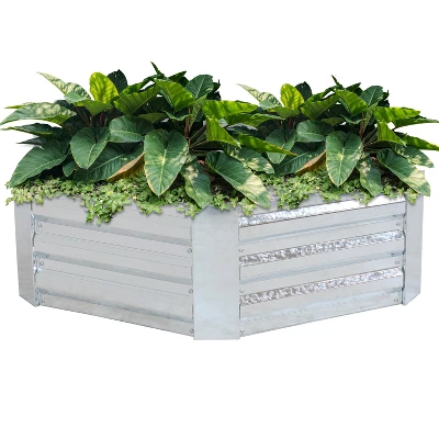 Sunnydaze Decor Sunnydaze Corrugated Galvanized Steel Hexagon Raised Garden Bed Kit For Vegetables, Plants, And Flowers - 40" W X 12" H 7 Sunnydaze Decor Sunnydaze Corrugated Galvanized Steel Hexagon Raised Garden Bed Kit For Vegetables, Plants, And Flowers - 40" W X 12" H - Image 5