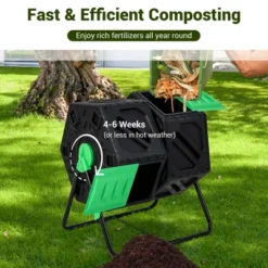 Costway Dual Chamber Compost Tumbler Outdoor Rotating Chamber Compost Bin 34.5 Gallon -Home Improvement Store GUEST 5ede0308 53ad 4638 b124 3711361e2571