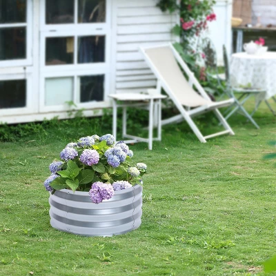 LuxenHome 2ft Round Galvanized Metal Raised Garden Bed Planter 9 LuxenHome 2ft Round Galvanized Metal Raised Garden Bed Planter - Image 7