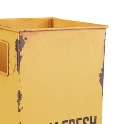 Distressed Yellow "Farm Fresh" Decorative Metal Planter Storage Tin - Foreside Home & Garden -Home Improvement Store GUEST 6438fb59 6f1b 49bb a965 4d4576a879ea