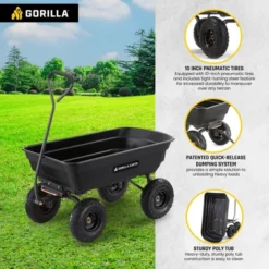 Gorilla Carts 600 Pound Capacity Heavy Duty Poly Garden Landscape Outdoor Yard Hauling Utility Wagon Dump Cart With 10 Inch Pneumatic Tires, Black -Home Improvement Store GUEST 64424b95 fb17 4e31 b0f6 398474c3d921