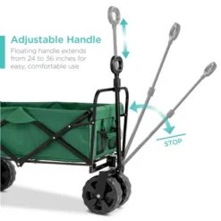 Best Choice Products 36in Folding Multipurpose Indoor Outdoor Utility Cart W/ Swivel Wheels, Adjustable Handle - Green -Home Improvement Store GUEST 644e289b f3af 4b34 9620 8b419e4abb4d