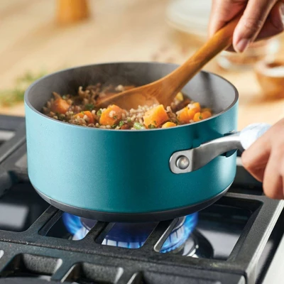 Anolon Achieve 2qt Nonstick Hard Anodized Sauce Pan With Lid Teal 7 Anolon Achieve 2qt Nonstick Hard Anodized Sauce Pan With Lid Teal - Image 5