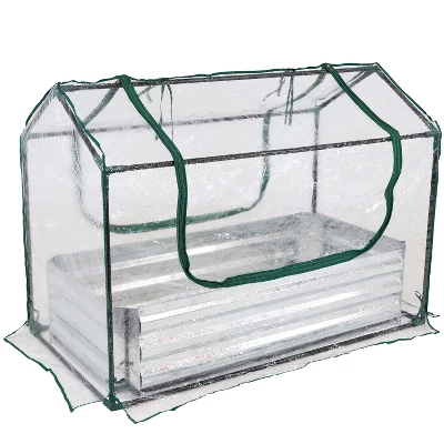 Sunnydaze Decor Sunnydaze Steel Raised Garden Bed With PVC Greenhouse Cover - Clear 7 Sunnydaze Decor Sunnydaze Steel Raised Garden Bed With PVC Greenhouse Cover - Clear - Image 5