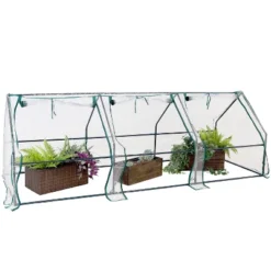 Sunnydaze Decor Sunnydaze Outdoor Portable Slanted Top Plant Shelter Mini Cloche Greenhouse With Zipper Doors - 36" - Clear -Home Improvement Store GUEST 683e5120 63d2 4fd8 a93b 6665b5d7d36d