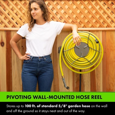 Yard Butler Swivel Hose Reel - Wall Mounted - Heavy Duty Metal Garden Hose Holder With 180 Degree Swivel - ISRWM-180 3 Yard Butler Swivel Hose Reel - Wall Mounted - Heavy Duty Metal Garden Hose Holder With 180 Degree Swivel - ISRWM-180