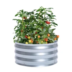 LuxenHome 2ft Round Galvanized Metal Raised Garden Bed Planter 22 LuxenHome 2ft Round Galvanized Metal Raised Garden Bed Planter -Home Improvement Store GUEST 698ddb79 5f4a 4906 aef8 5788c865258d