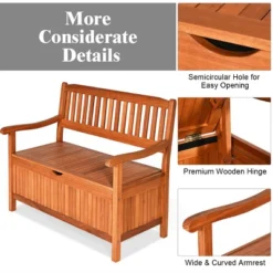 Costway 42'' Storage Bench Deck Box Solid Wood Seating Container Tools Toys W/Backrest 18 Costway 42'' Storage Bench Deck Box Solid Wood Seating Container Tools Toys W/Backrest -Home Improvement Store GUEST 6d0b41e7 ffc8 4905 a7f5 e41fb250f4a9