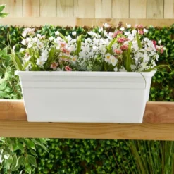 The HC Companies 24 Inch Wide Heavy Duty Plastic Deck Rail Mounted Garden Flower Planter Box With Removable Drainage Plugs, White 8 The HC Companies 24 Inch Wide Heavy Duty Plastic Deck Rail Mounted Garden Flower Planter Box With Removable Drainage Plugs, White -Home Improvement Store GUEST 6d84cab8 49e2 4257 9f25 fa6001ccf144