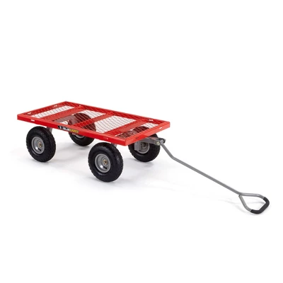Gorilla Cart 800lbs. Capacity Heavy Duty Durable Steel Mesh Flatbed Garden Utility Wagon - Red 6 Gorilla Cart 800lbs. Capacity Heavy Duty Durable Steel Mesh Flatbed Garden Utility Wagon - Red - Image 4