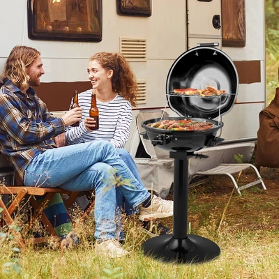 Costway 1600W Electric BBQ Grill With Warming Rack, Temperature Control & Grease Collector 3 Costway 1600W Electric BBQ Grill With Warming Rack, Temperature Control & Grease Collector