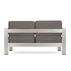 Cape Coral 5pc Aluminum And MGO Seating Set With Fire Table Khaki/Light Gray - Christopher Knight Home -Home Improvement Store GUEST 72369f1a e599 4d30 93cb 877b6f8ed328