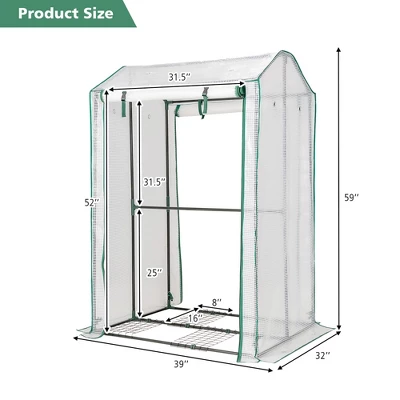 Costway 39'' X 32'' X 59'' Walk-in Garden Greenhouse Warm House For Plant Growing 6 Costway 39'' X 32'' X 59'' Walk-in Garden Greenhouse Warm House For Plant Growing - Image 4