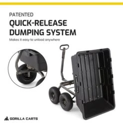 Gorilla Carts 1500 Pound Capacity Heavy Duty Poly Yard Garden Steel Dump Utility Wheelbarrow Wagon Cart With 2 In 1 Towing ATV Handle, Black -Home Improvement Store GUEST 739621bc 0165 4866 8666 186ce89e7988