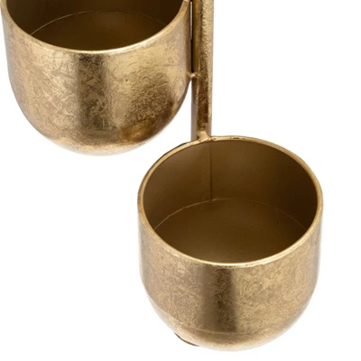 Sagebrook Home 4" Wide 3pc Hanging Metal Planters Gold 8 Sagebrook Home 4" Wide 3pc Hanging Metal Planters Gold - Image 6