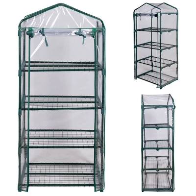 Costway Portable Mini Walk In Outdoor 4 Shelves Greenhouse 10 Costway Portable Mini Walk In Outdoor 4 Shelves Greenhouse - Image 8