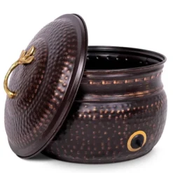 BirdRock Home Decorative Water Hose Pot With Lid - Distressed Bronze - 100 Ft Hose