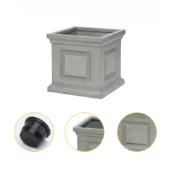 LuxenHome Gray MgO Square Box Flower Pot Planter -Home Improvement Store GUEST 764c7970 cbc1 4845 bce2 dca150337096