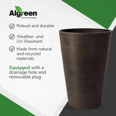 Algreen 16130 Valencia 12 X 18 Inch Round Taper Recycled Planter Pot, Chocolate 4 Algreen 16130 Valencia 12 X 18 Inch Round Taper Recycled Planter Pot, Chocolate - Image 2