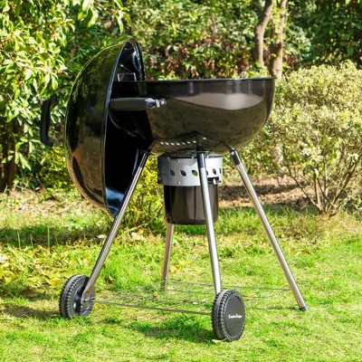 Captiva Designs E02GR013 22" Kettle Charcoal Grill With Pizza Ring And Pizza Stone - Black 3 Captiva Designs E02GR013 22" Kettle Charcoal Grill With Pizza Ring And Pizza Stone - Black