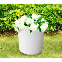 Rosemead Home & Garden, Inc. 10" Wide Kante Lightweight Modern Concrete Outdoor Planter Pot Pure White -Home Improvement Store GUEST 7dae6e2c 2107 46fd 90e7 509fbc402cd4