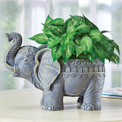 Collections Etc Hand-painted Indoor/Outdoor Resin Elephant Planter 11 X 6 X 8.25 4 Collections Etc Hand-painted Indoor/Outdoor Resin Elephant Planter 11 X 6 X 8.25 - Image 2