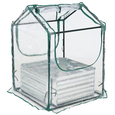 Sunnydaze Decor Sunnydaze Steel Raised Garden Bed With PVC Greenhouse Cover - Clear 10 Sunnydaze Decor Sunnydaze Steel Raised Garden Bed With PVC Greenhouse Cover - Clear - Image 8