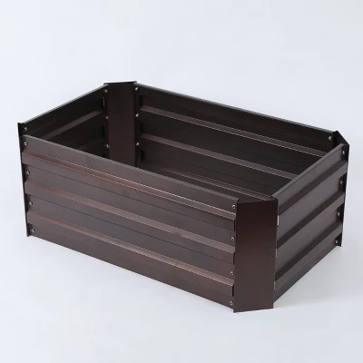 LuxenHome Brown Metal 32" X 20.2" Rectangular Garden Bed 4 LuxenHome Brown Metal 32" X 20.2" Rectangular Garden Bed - Image 2