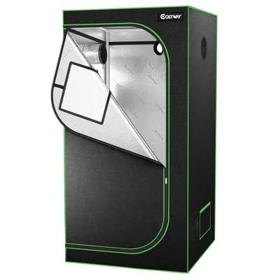 Costway 36''x36''x72'' Mylar Hydroponic Grow Tent W/Observation Window & Floor Tray GrayBlack 10 Costway 36''x36''x72'' Mylar Hydroponic Grow Tent W/Observation Window & Floor Tray GrayBlack - Image 8