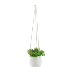 Sagebrook Home 7" Wide Chevron Ceramic Hanging Planter Pot White -Home Improvement Store GUEST 8580fa18 9fef 4608 b09c 8e93e1c2f600